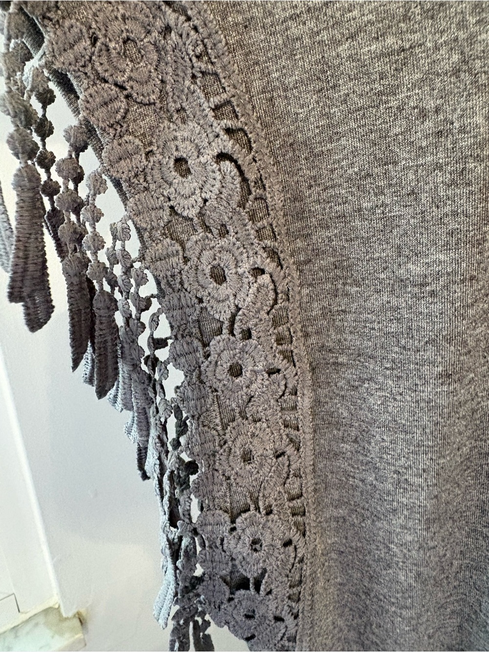 BloomChic Gray Crochet Fringe Midi Dress Plus 22-24 US Boho Chic Casual Knit - Picture 3 of 10